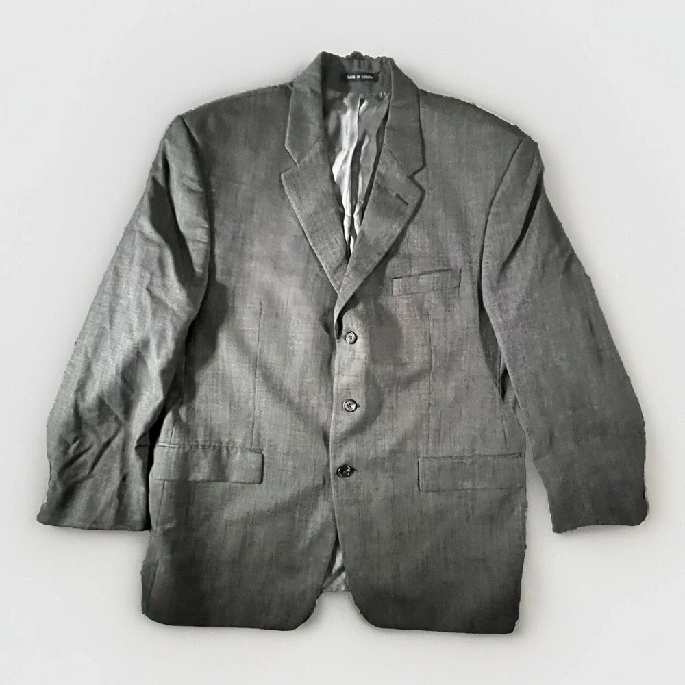 Ralph Lauren Sport Coat Mens‎ 46R Charcoal Grey 3-Button Wool Blazer Canada Made